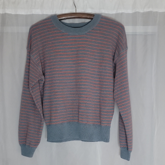 prana Gray and Red Striped Sweater | Medium | Casual Cozy - Picture 2 of 5